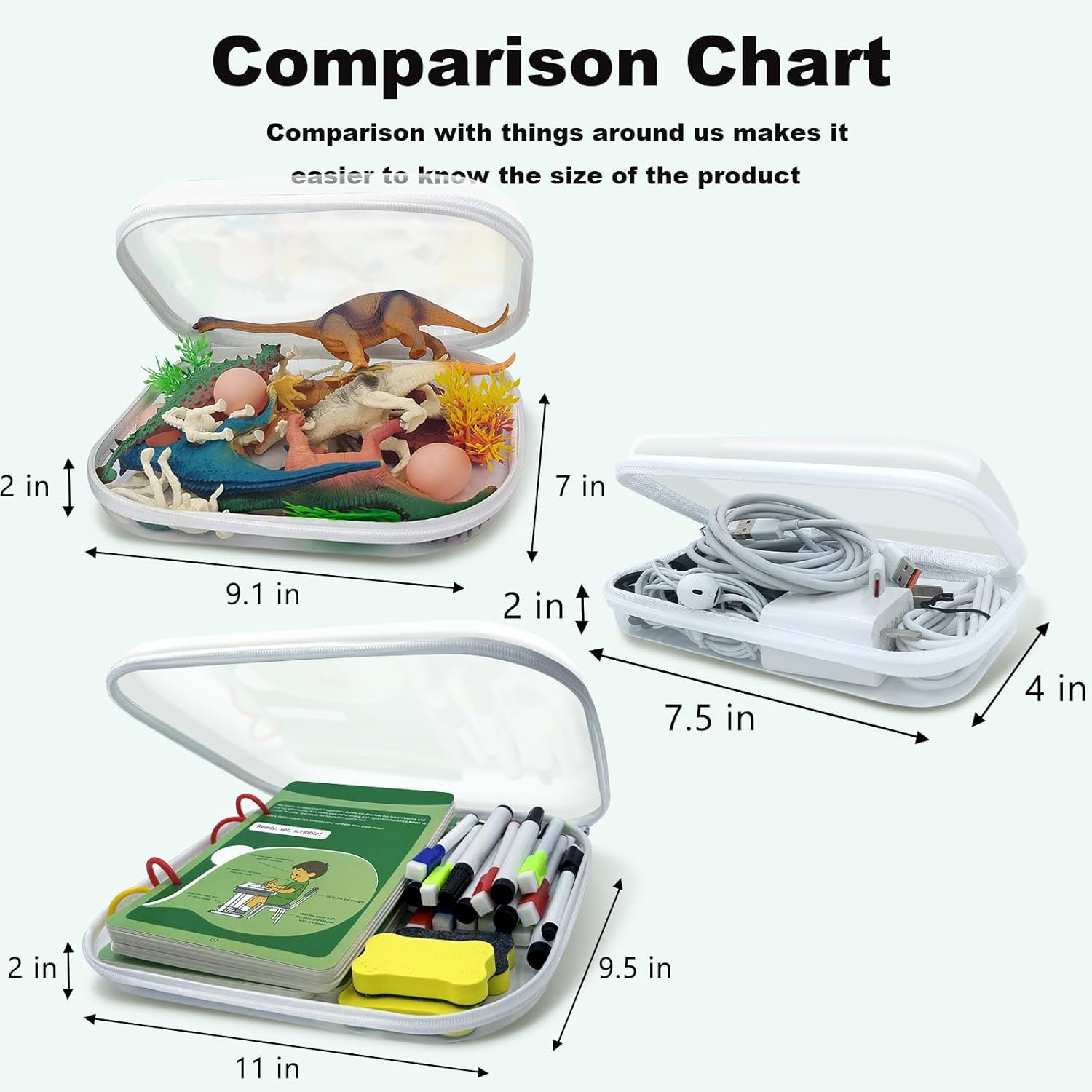 Clear Hard Shell Zipper Case.3PCS Transparent Clear Zipper Pouches.Hard Side Plastic Case Set.Portable Travel Storage Organizer Bins - Image 3