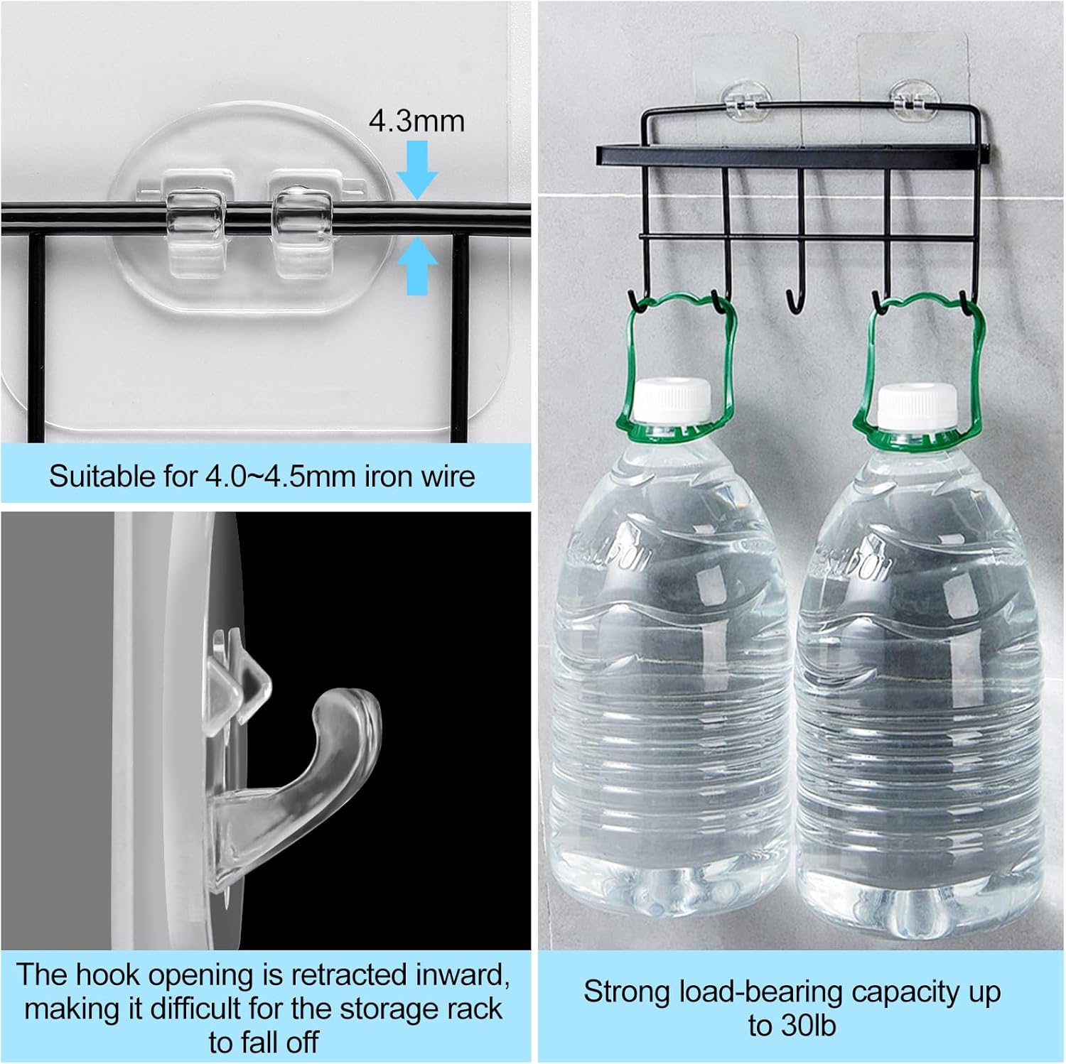 vivinin 15 Pack Shower Caddy Adhesive Replacement. Shower Shelf Adhesive No Drilling. Adhesive Hooks for Showe Caddy. Soap Holder. and Kitchen Racks - Image 5