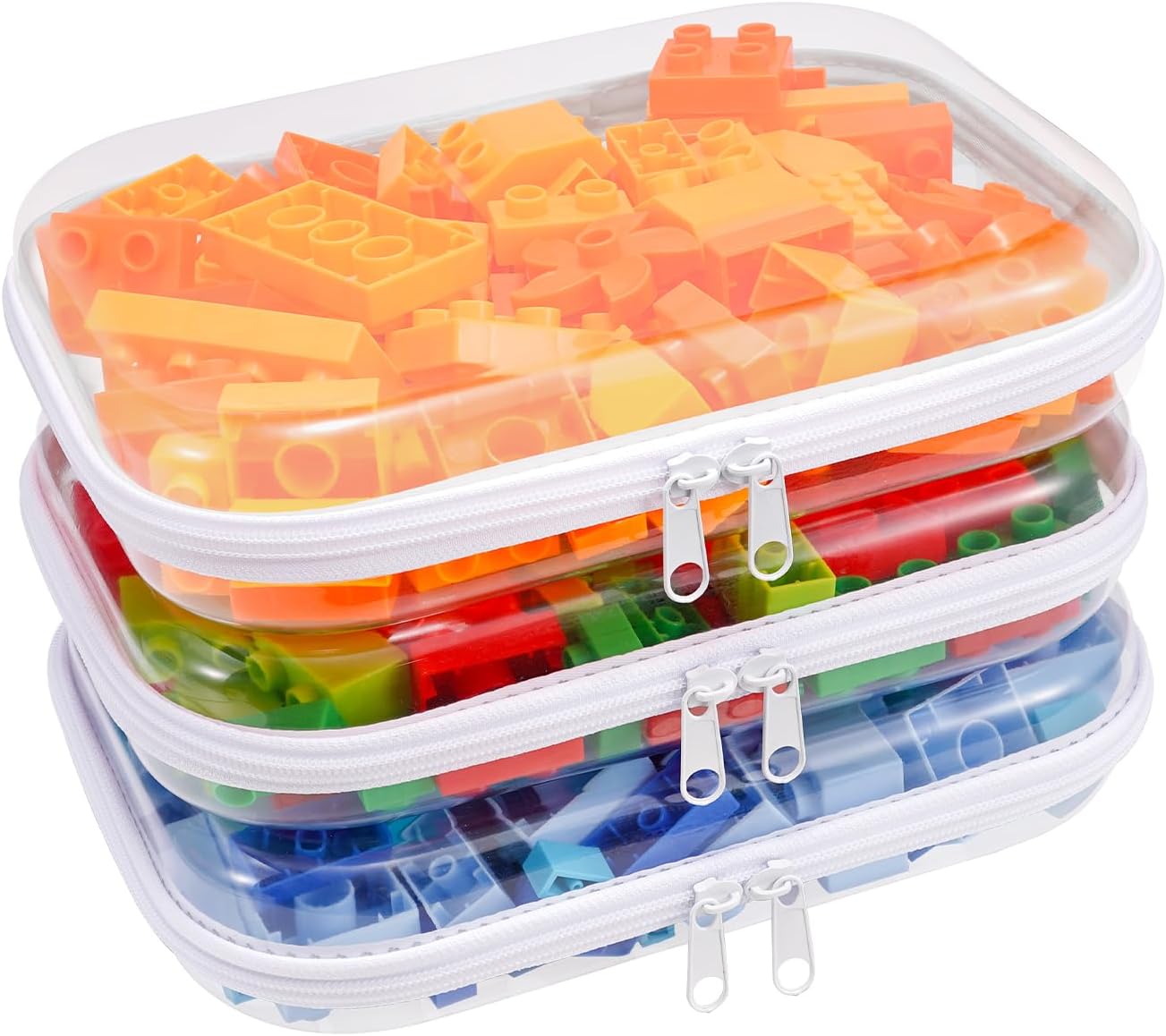 Clear Hard Shell Zipper Case.3PCS Transparent Clear Zipper Pouches.Hard Side Plastic Case Set.Portable Travel Storage Organizer Bins