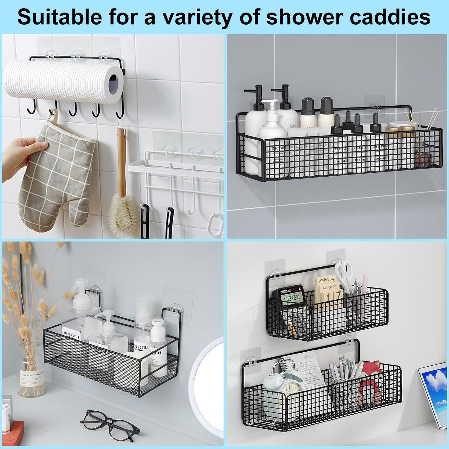 vivinin 15 Pack Shower Caddy Adhesive Replacement. Shower Shelf Adhesive No Drilling. Adhesive Hooks for Showe Caddy. Soap Holder. and Kitchen Racks - Image 6